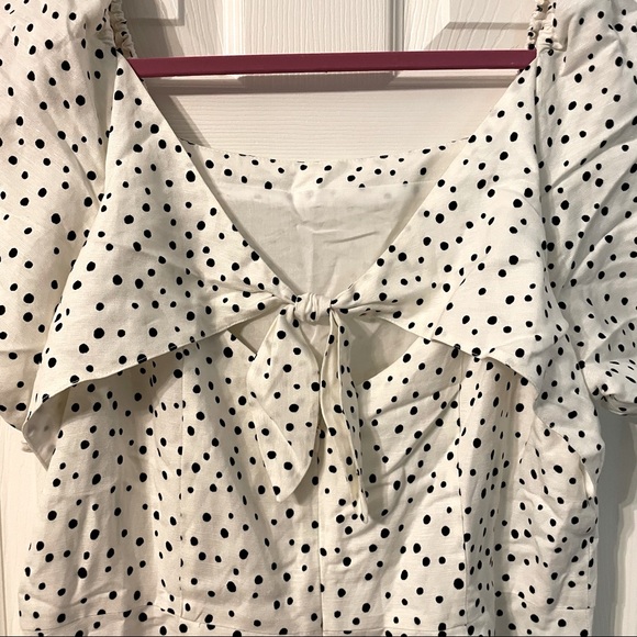 NWT Loft White/Black Dotted Flared Dress size 14 - Picture 7 of 16